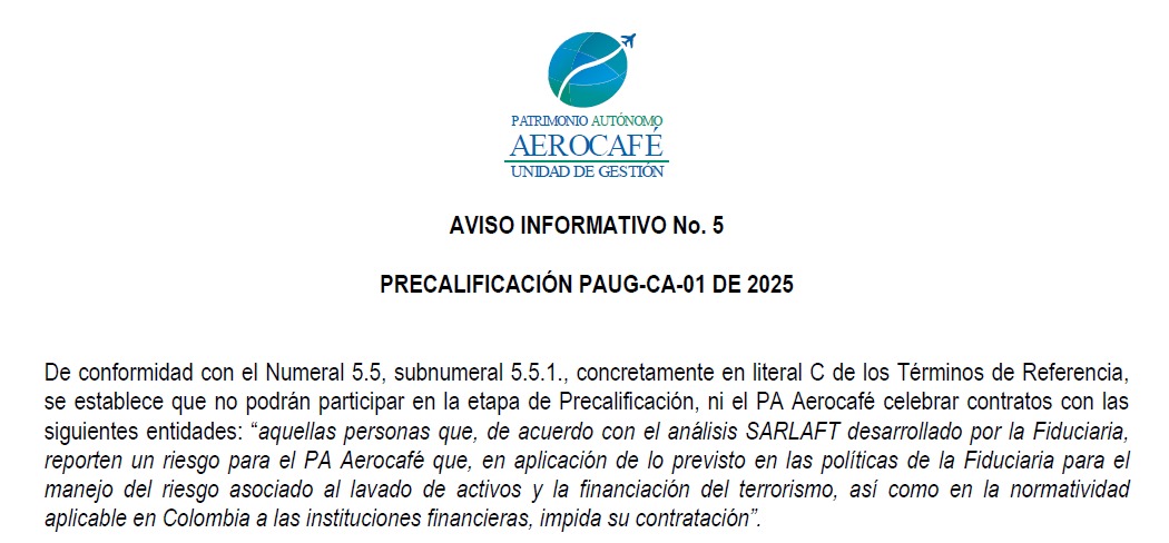 Aviso Modificatorio N°5