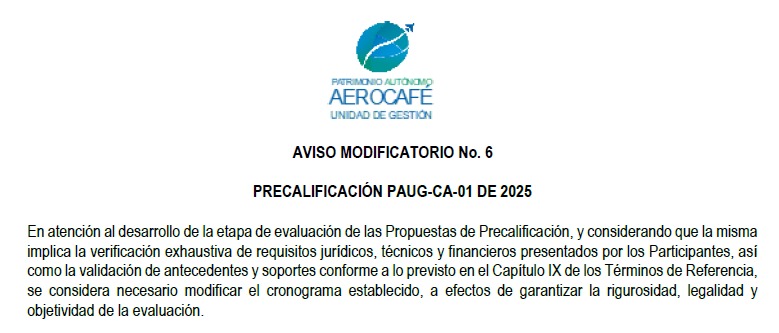 Aviso Modificatorio N°6